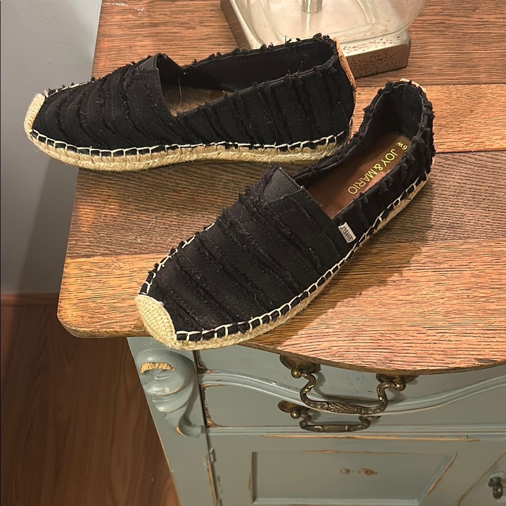 Joy & Mario -Black Espadrille Flats Sz W6